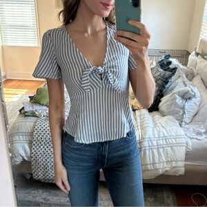Abercrombie & Fitch Blue and White Striped Tie-Front Blouse - NWT